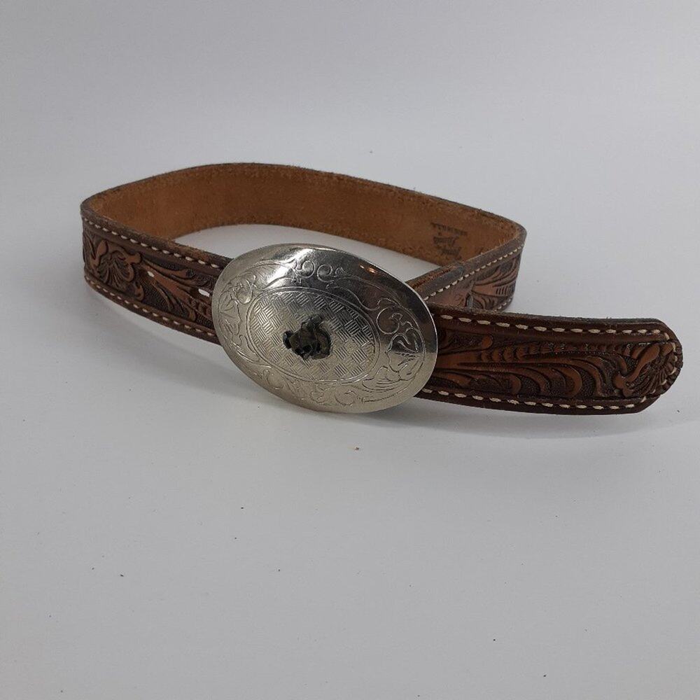 Tony Lama Childs 20 Belt Kenny Leather USA Boy Kid Rodeo Oval